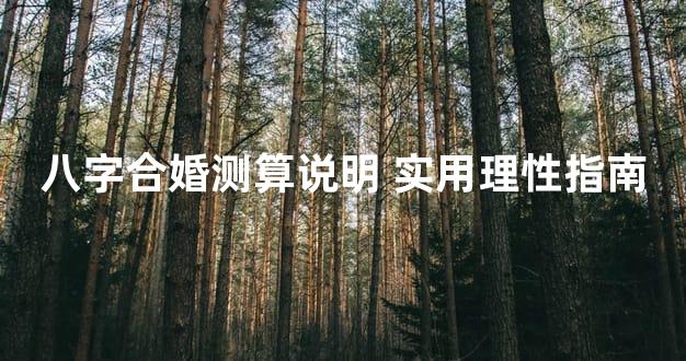 八字合婚测算说明 实用理性指南